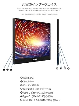 13インチ モバイルモニター 【1920x1080 OLED】 JAPANNEXT 13.3インチ 有機EL(OLED)パネル搭載 4K(3840x2160